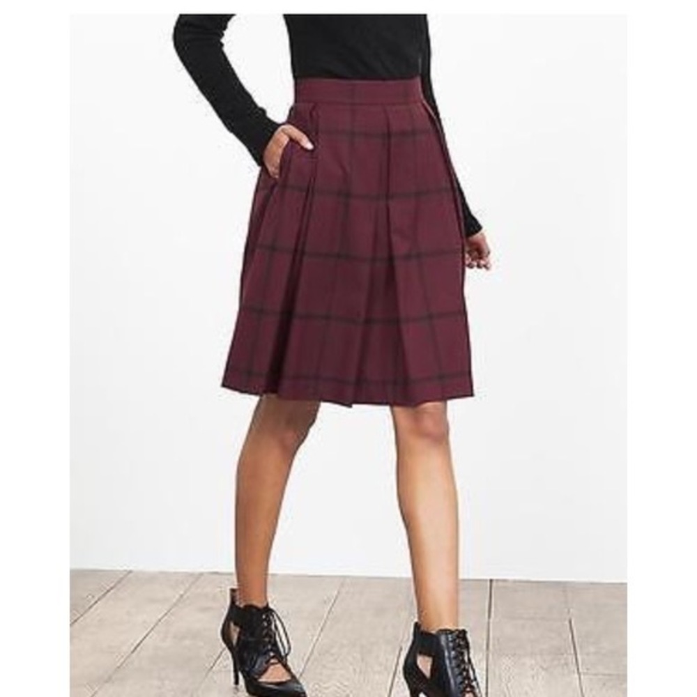 Banana Republic Maroon Pleated Skirt